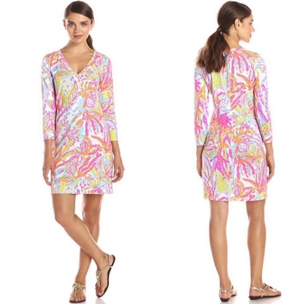 Lilly Pulitzer Christie Scuba to Cuba‎ V-Neck 100% Pima Cotton Dress Size Medium